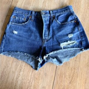Levi's 501 distressed button Fly denim cutoff shorts 28